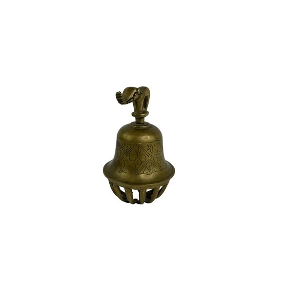 Antique Brass Asian Bell Elephant Trunk Up Good Luck Ball - Picture 2 of 9